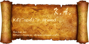 Káspár Ahmed névjegykártya